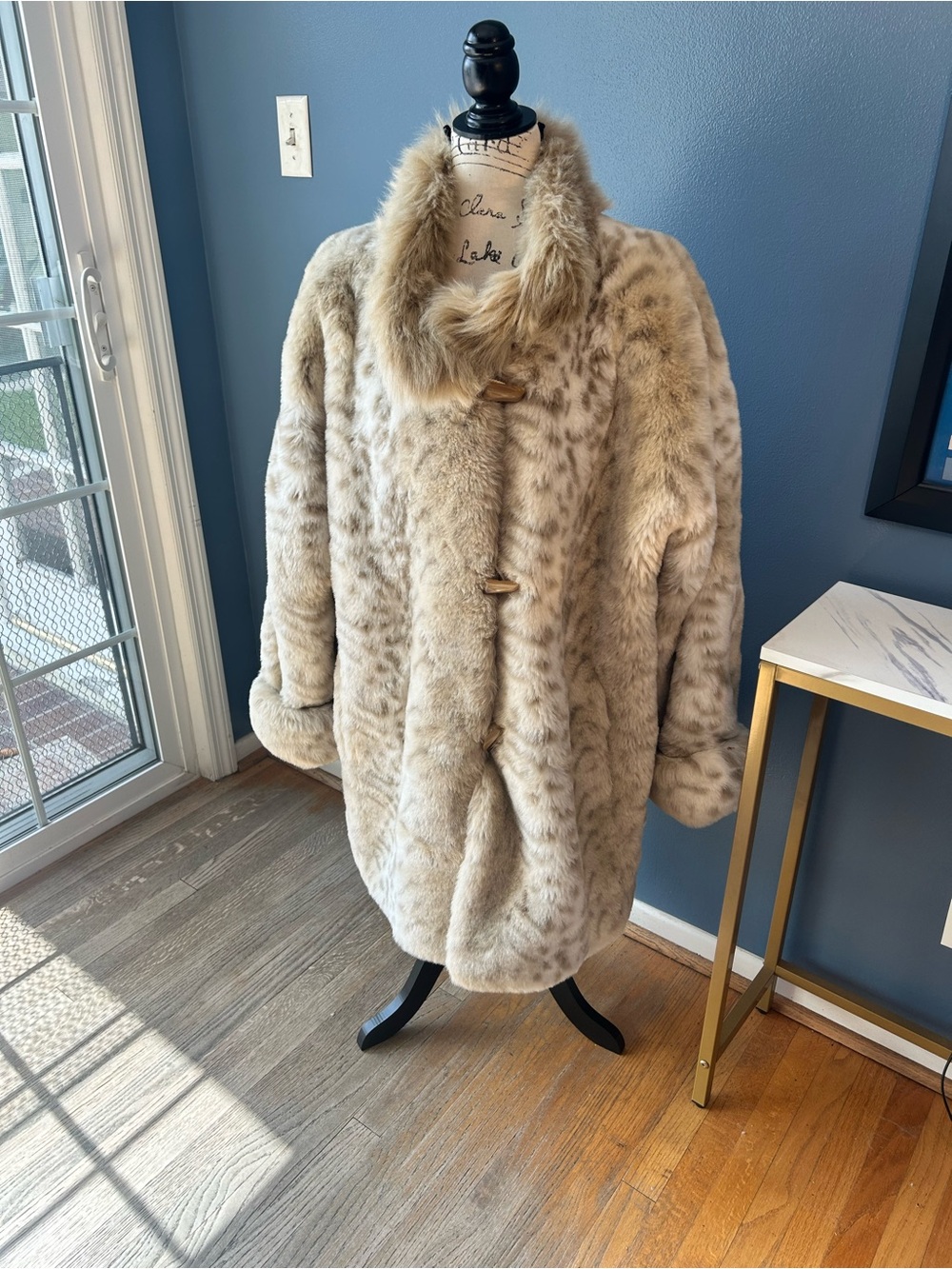 Chadwick’s Faux Fur Snow Leopard Coat
